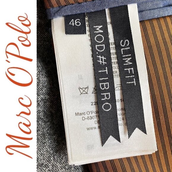 MARC O’POLO Wool Blend 2-Button Gray Tibro Blazer Jacket, Size 46 (US Small) - Picture 6 of 10